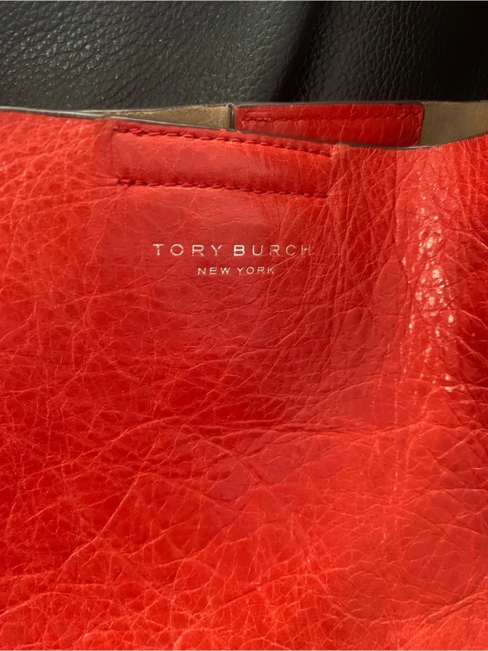 Tory Burch Rory Leather Tote Bag – Bright Coral / Orange Red
